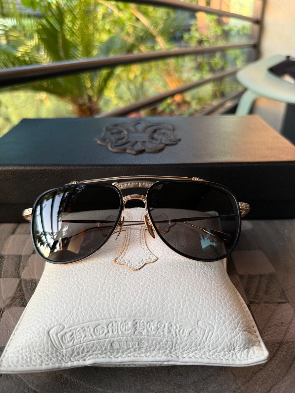 Chrome Hearts WHISKER BISCUIT Sunglasses Rare Vintage Gold Plated
